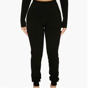 Naked Wardrobe Snatched High Waist Ribbed Joggers Black Small
